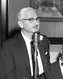 Dr. Albert Sabin addresses an audience.